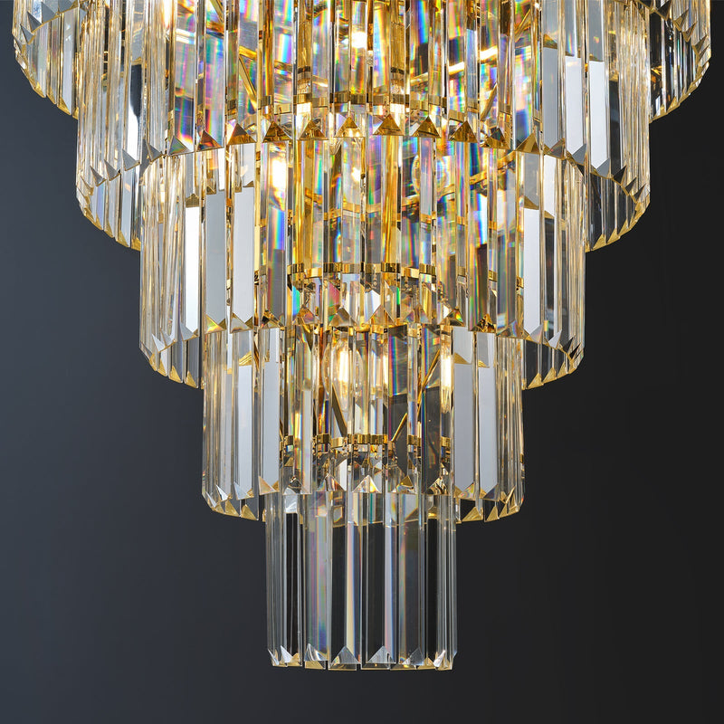 48-Inch Gold Tiered Crystal Tube Chandelier by HouseOfZazla