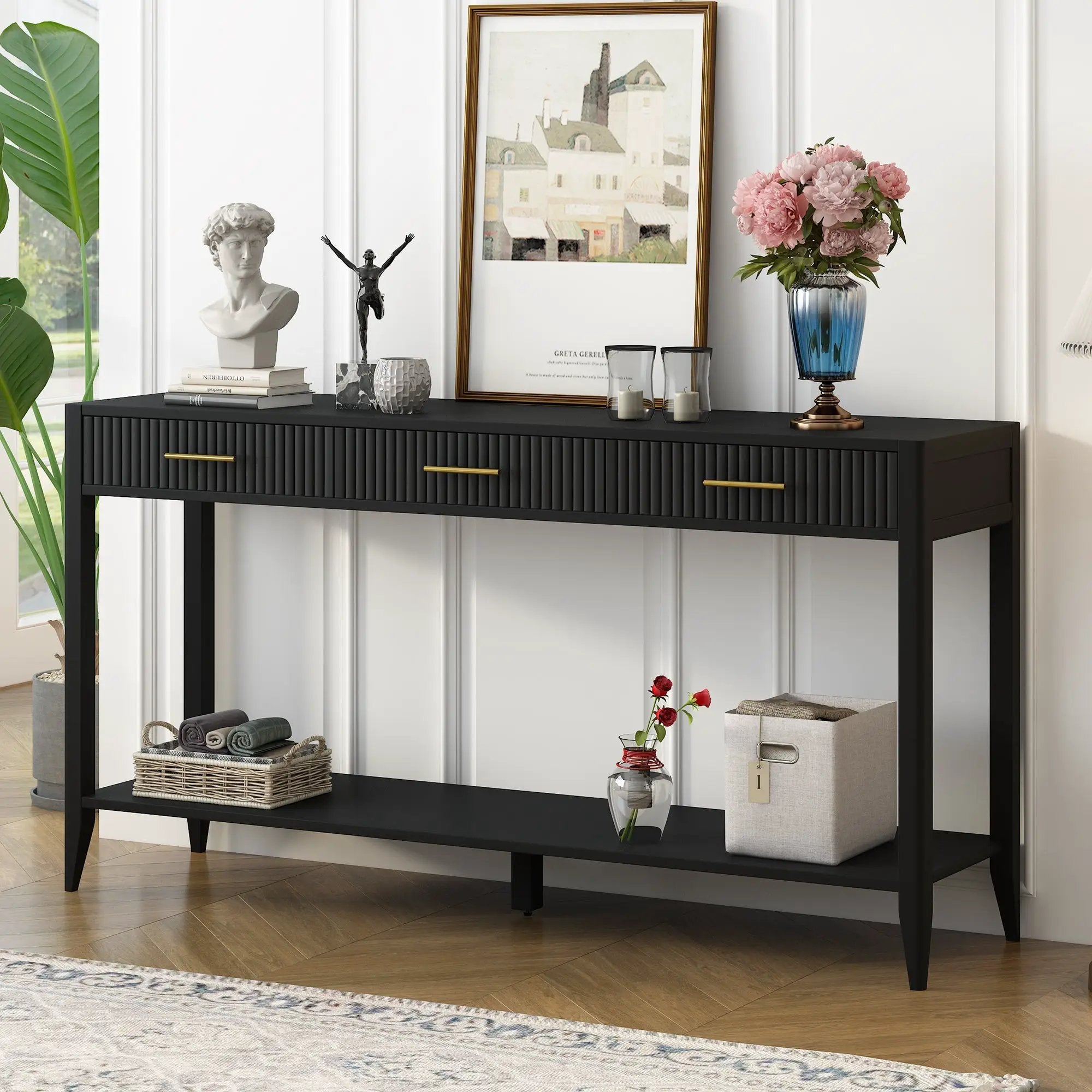 U_STYLE 60" Painted Console Table with 3 Drawers by HouseOfZazla