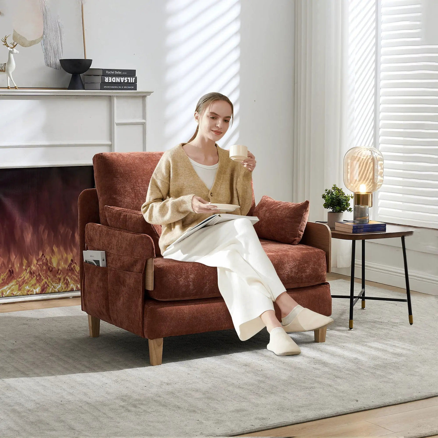 Mid Century Modern Foldable Sofa Bed, 3 In 1 Convertible Sleeper With 3 Pillows by Unique Piece Furniture
