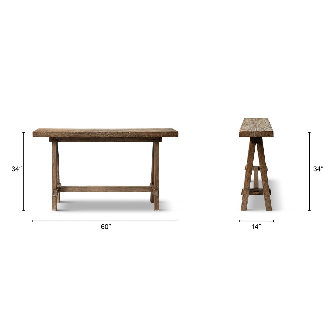 Hawthorne 60'' Solid Reclaimed Elm Trestle Console Table by HouseOfZazla