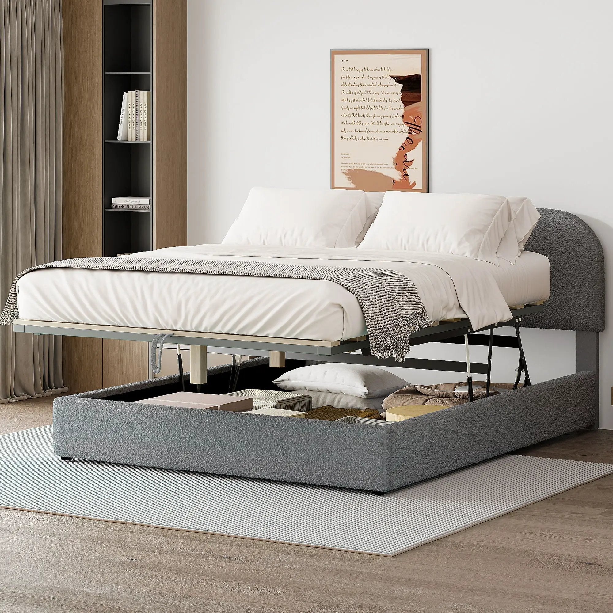 Upholstered Platform Bed With Hydraulic Storage System by Unique Piece Furniture
