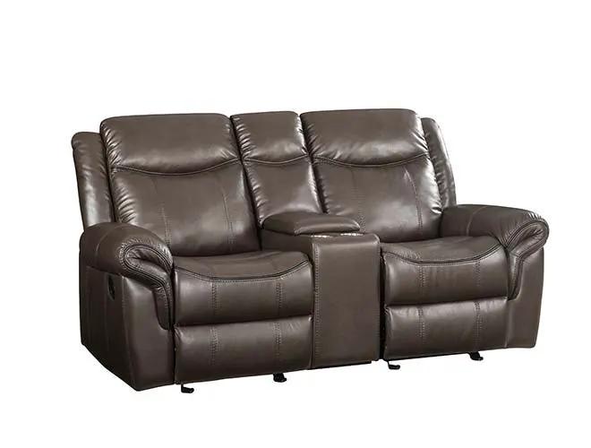 Lydia - Motion Loveseat With USB & Console - Brown Leather Aire by Unique Piece Furniture