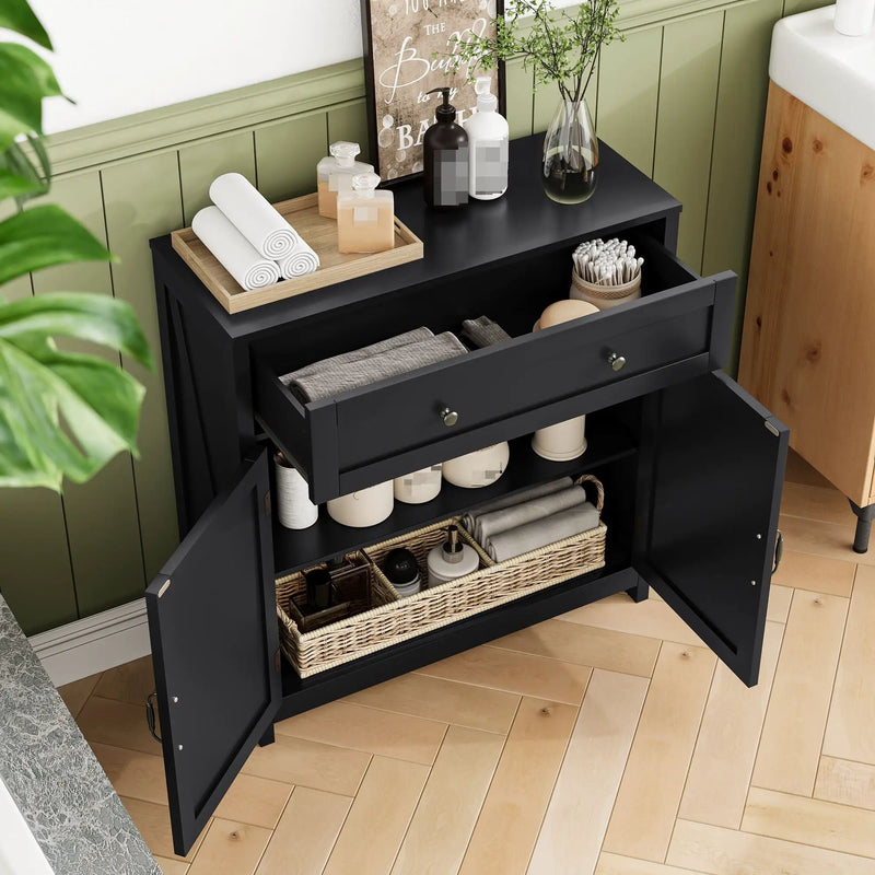 Farmhouse Storage Cabinet With Drawer And Adjustable Shelf by Unique Piece Furniture