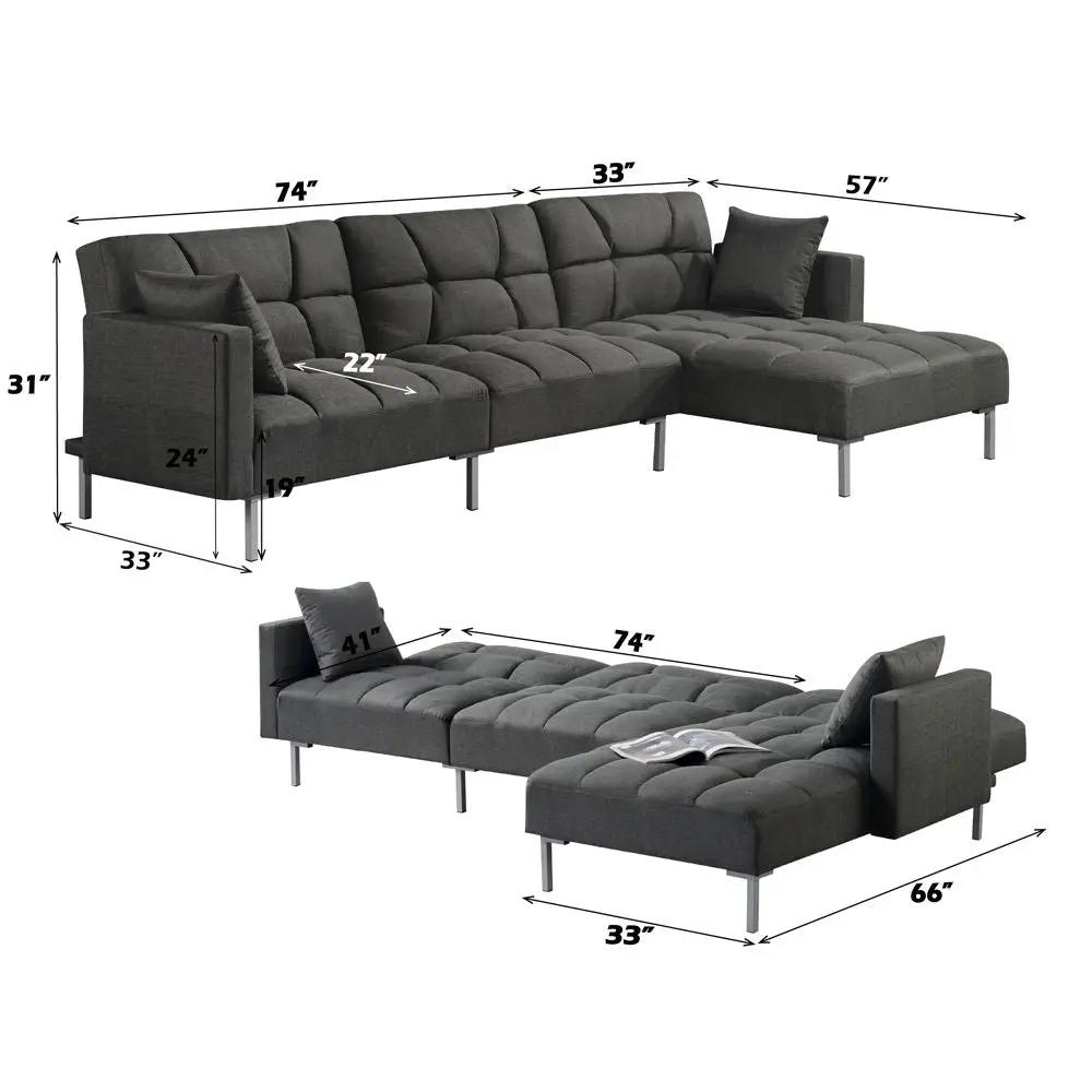 Duzzy - Sectional Sofa - Dark Gray Fabric by Unique Piece Furniture
