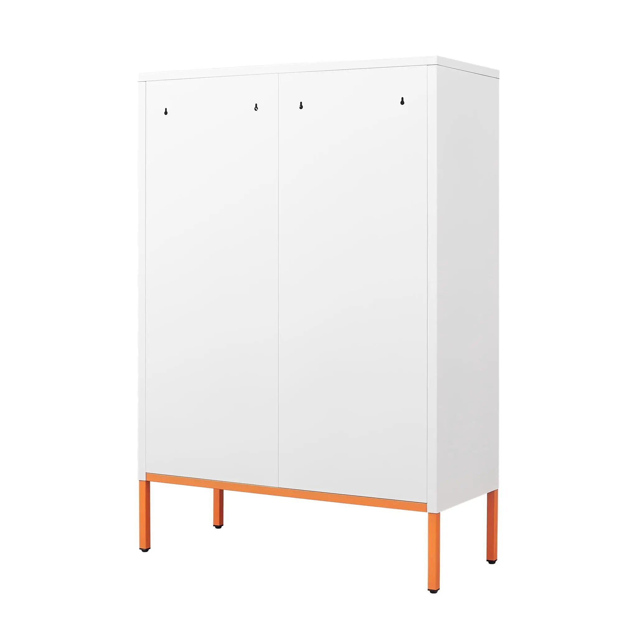 Grid Double Door Shoe Cabinet With Adjustable Compartments And Moisture-Proof Design In Metal by Unique Piece Furniture