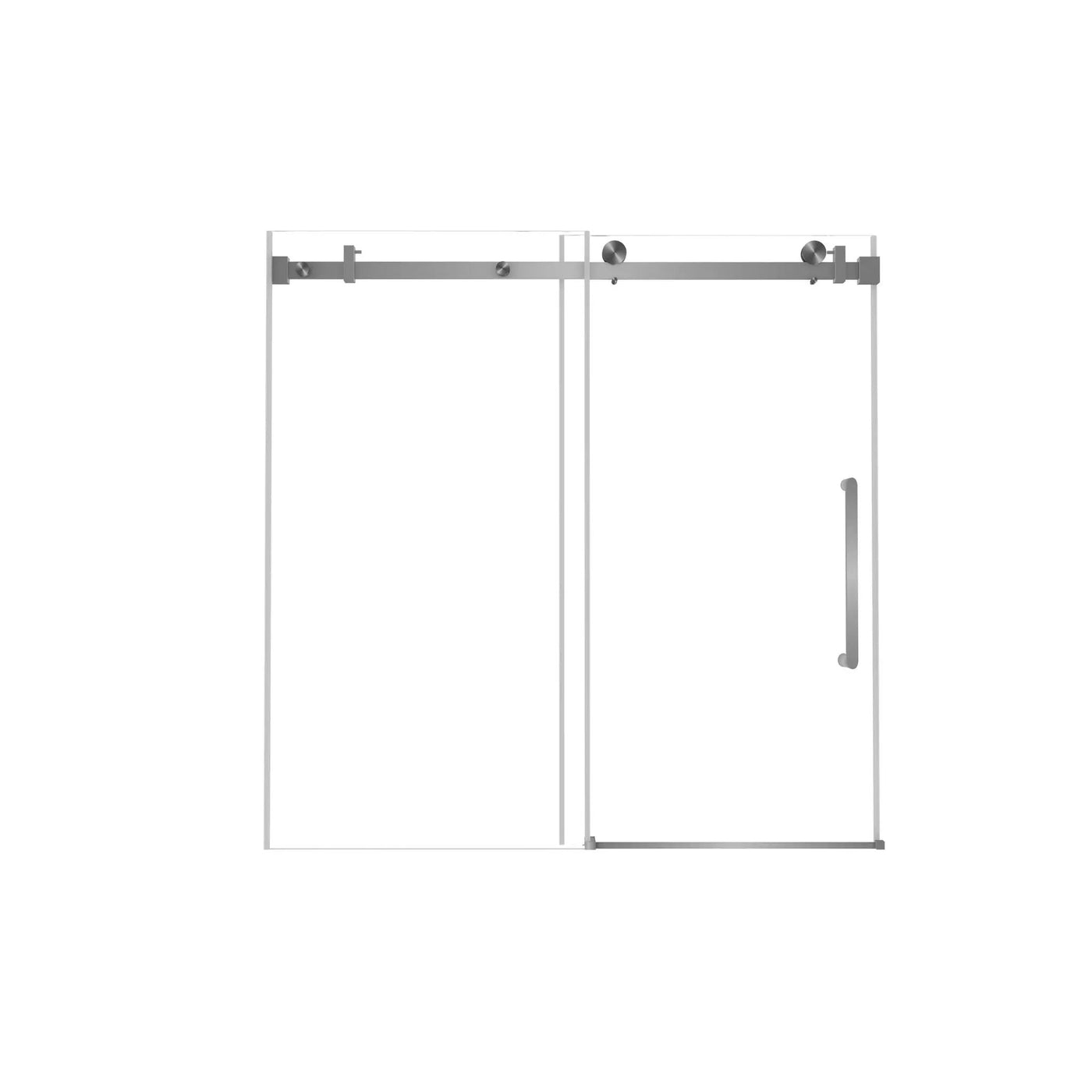 Frameless Single Sliding Shower Door & Handle And Square Tube Track by HouseOfZazla