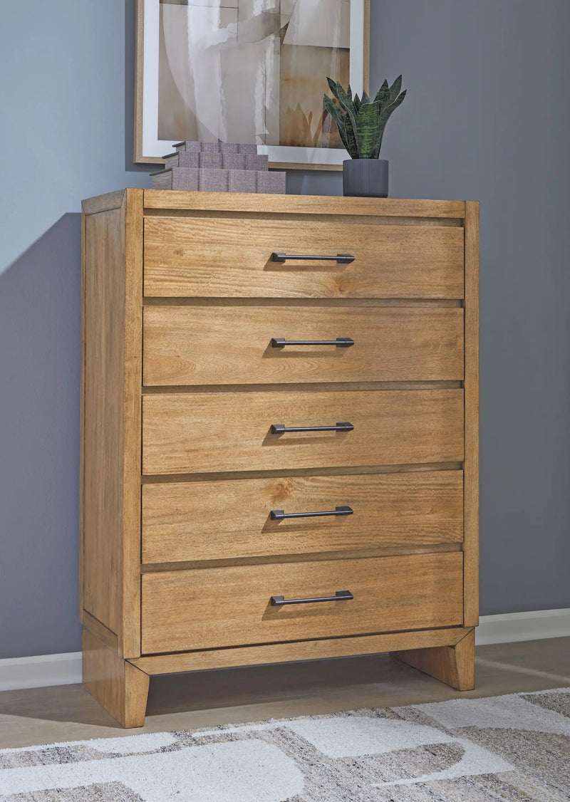 Sherbana - Five Drawer Chest - Light Brown by Unique Piece Furniture