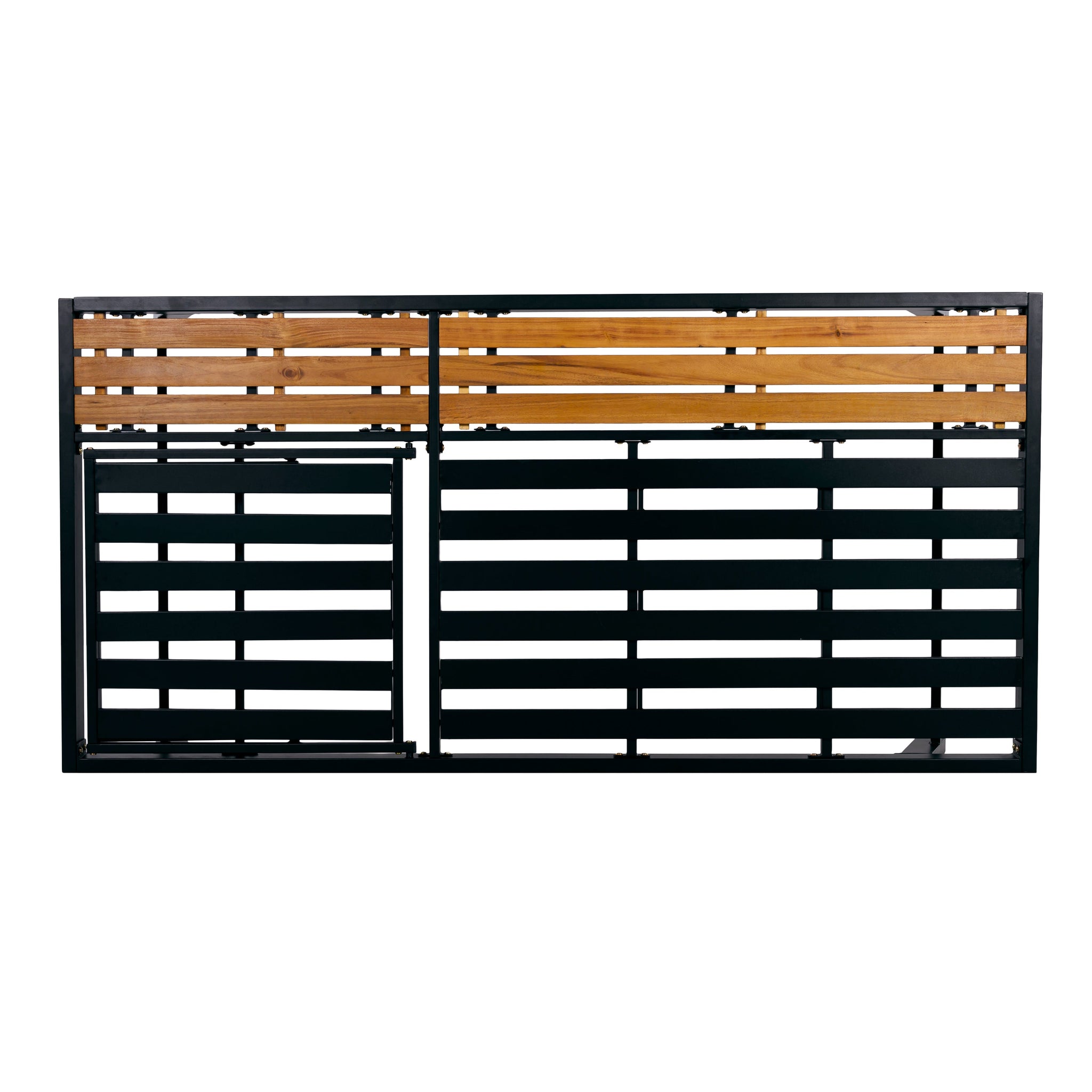 Black Iron + Teak Finish Wood Chaise Lounge Frame by HouseOfZazla