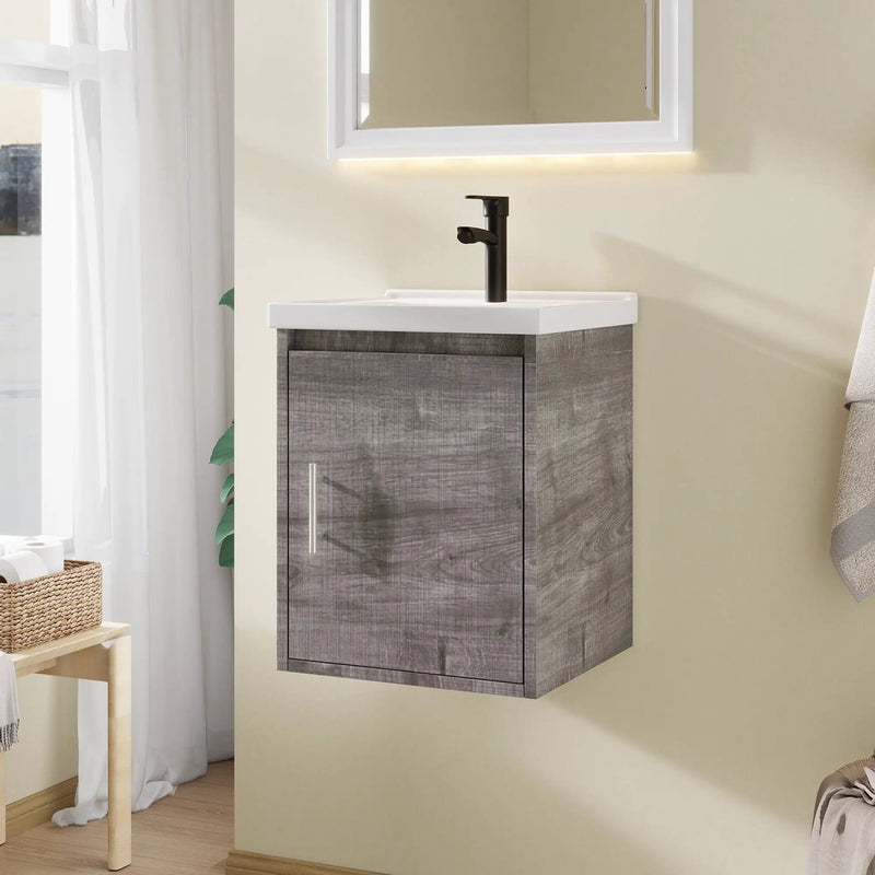 16" Floating Bathroom Vanity, Wall Mounted Plywood Cabinet by HouseOfZazla