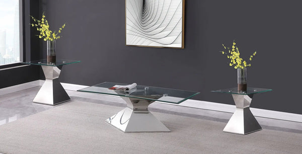 Jenny 3-piece Rectangular Coffee and End Table Set Chrome
