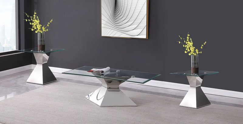 Jenny 3-piece Rectangular Coffee and End Table Set Chrome by Unique Piece Furniture