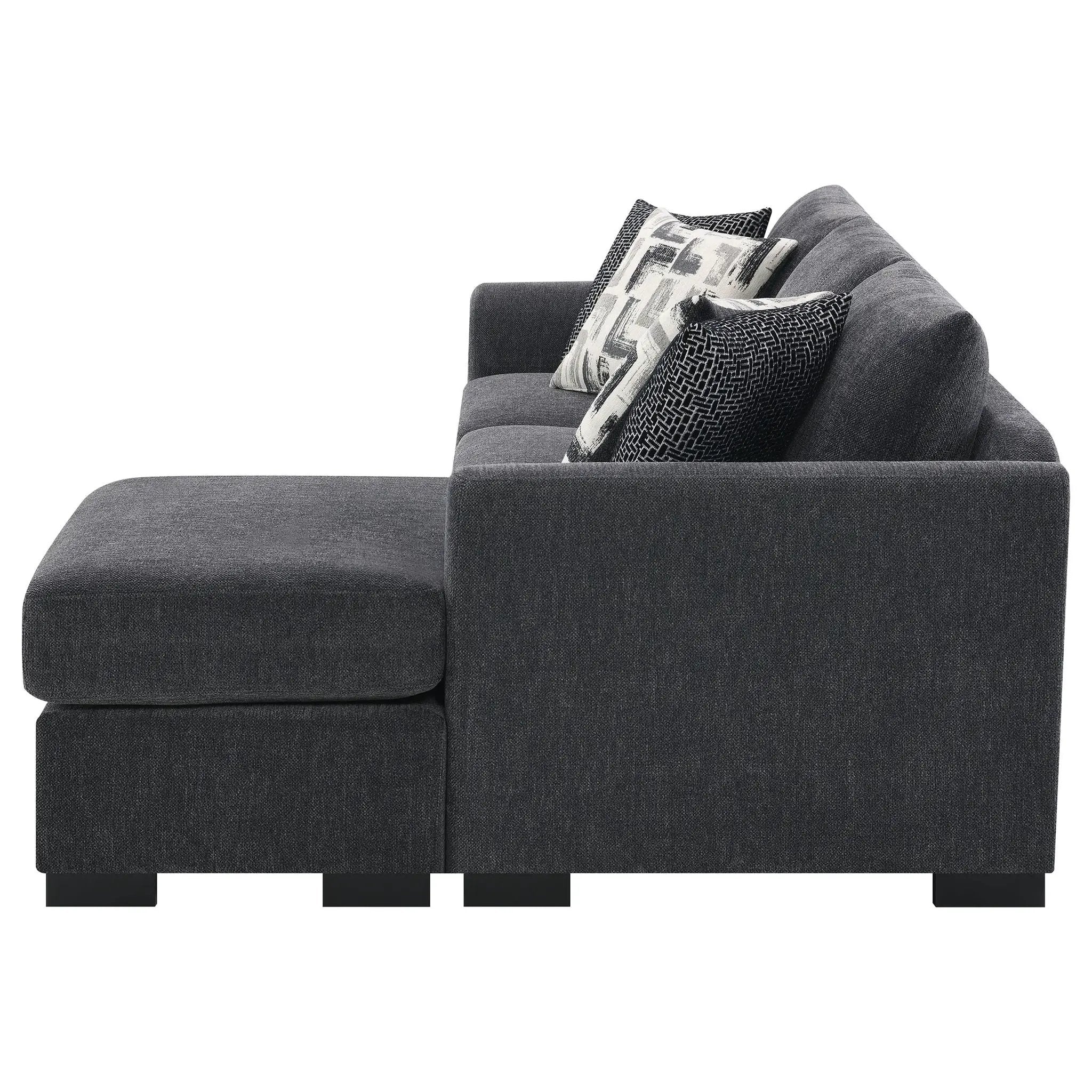 Pacheco - Upholstered Sleeper Sectional Chaise Sofa With Pocket Coils And Reversible Cushions - Dark Gray by HouseOfZazla