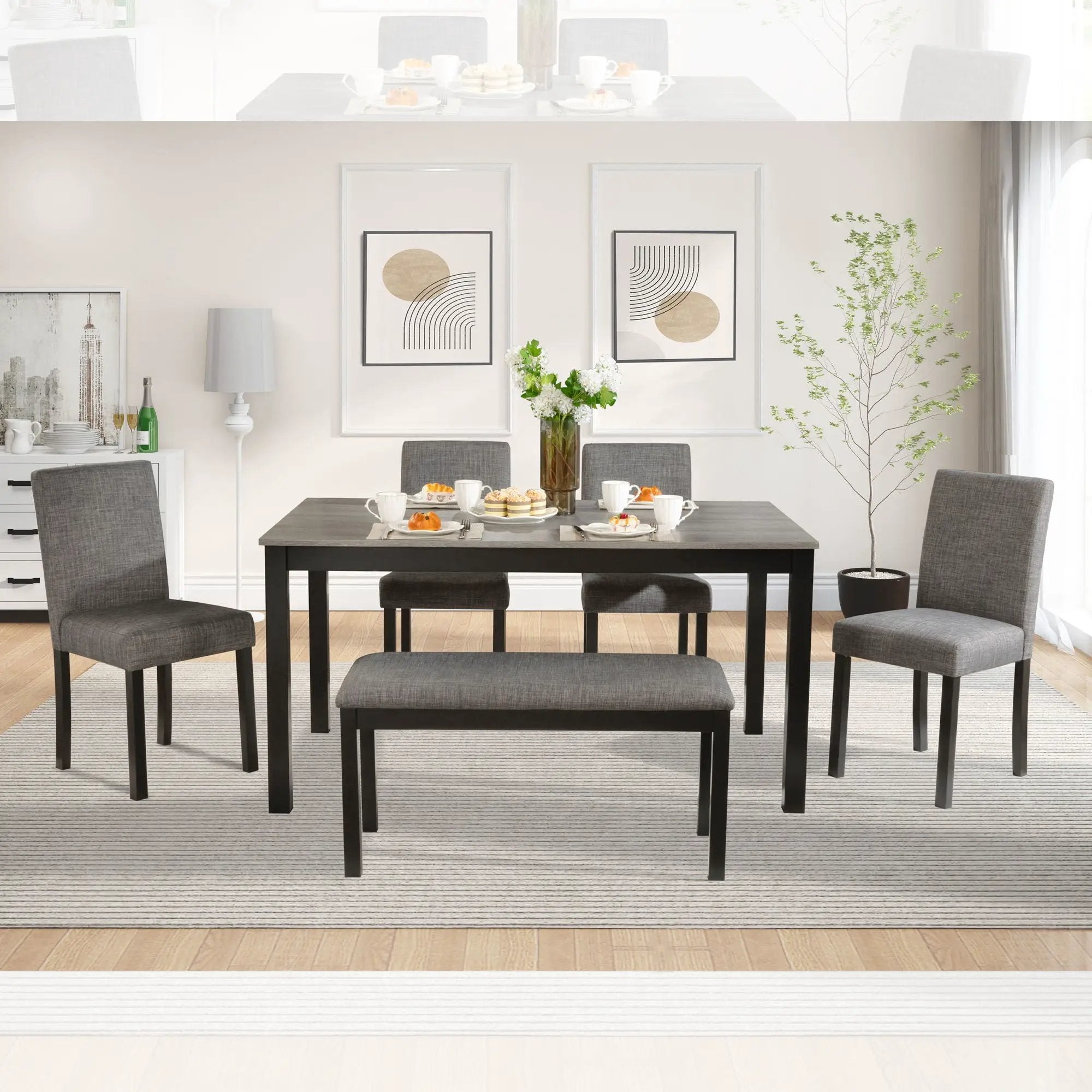 Modern Dining Table Set With Upholstered Chairs For Dining Room by Unique Piece Furniture