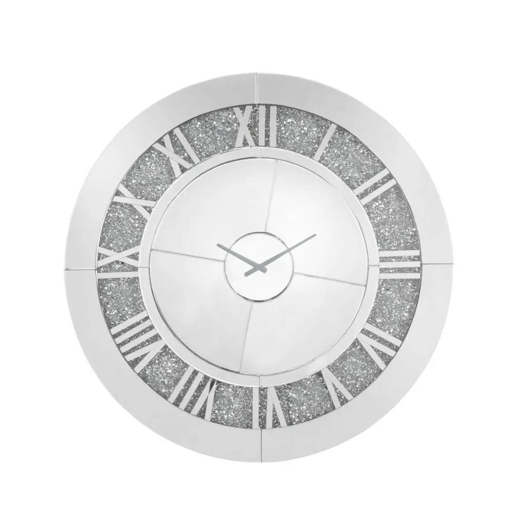 Noralie - 39" Wall Clock - Mirrored & Faux Diamonds by Unique Piece Furniture