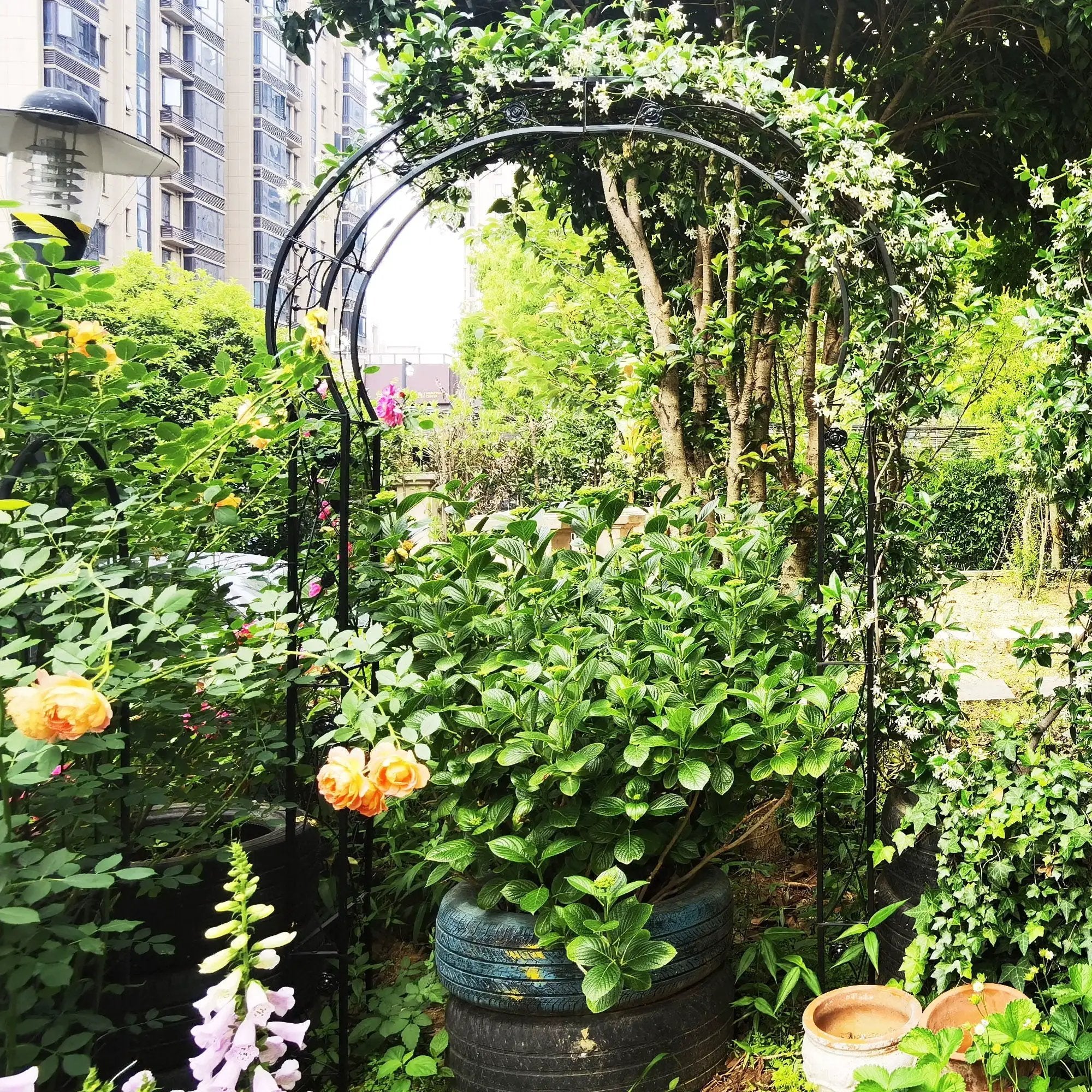 Metal Garden Arch Assemble Freely With 8 Styles Garden Arbor Trellis Climbing Plants Support Rose Arch by HouseOfZazla