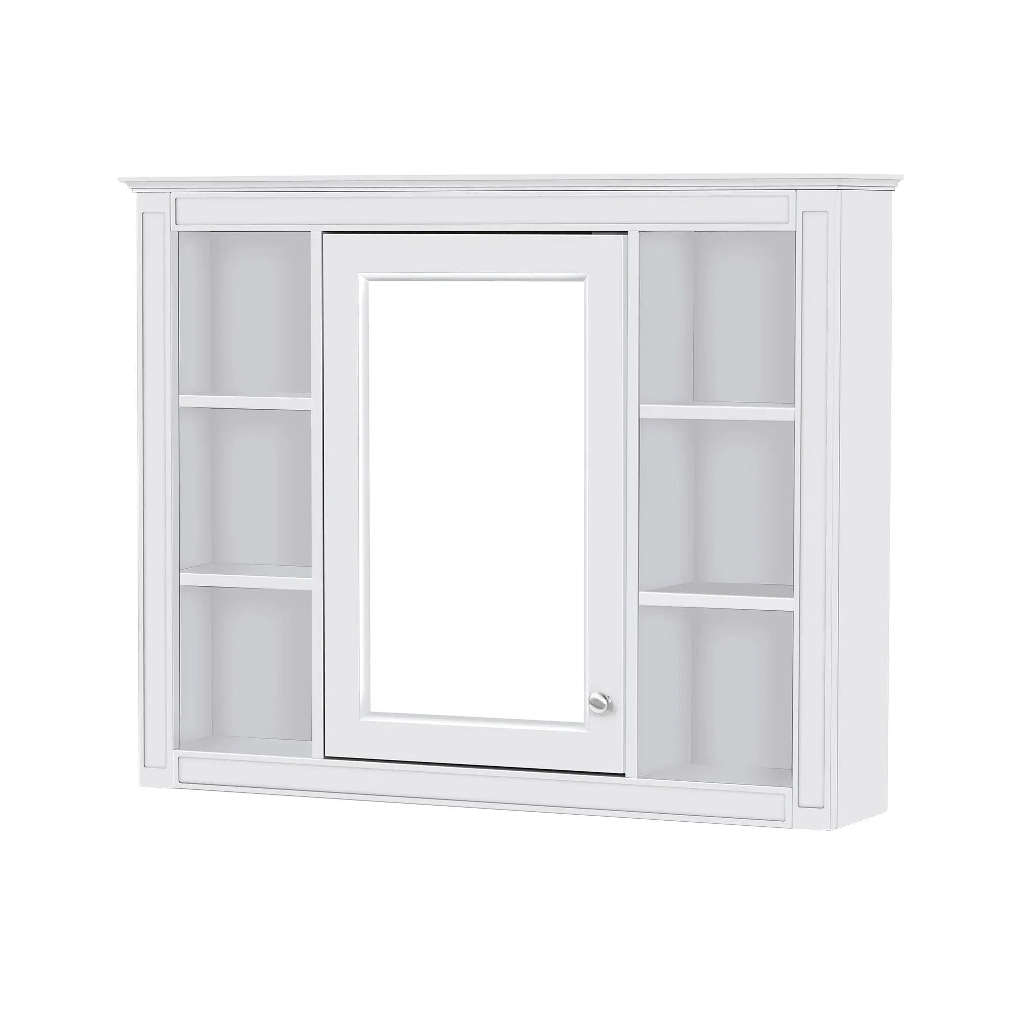 Wall Mounted Medicine Cabinet With Mirror, Storage Cabinet Featuring 6 Open Shelves And Adjustable Interior by HouseOfZazla