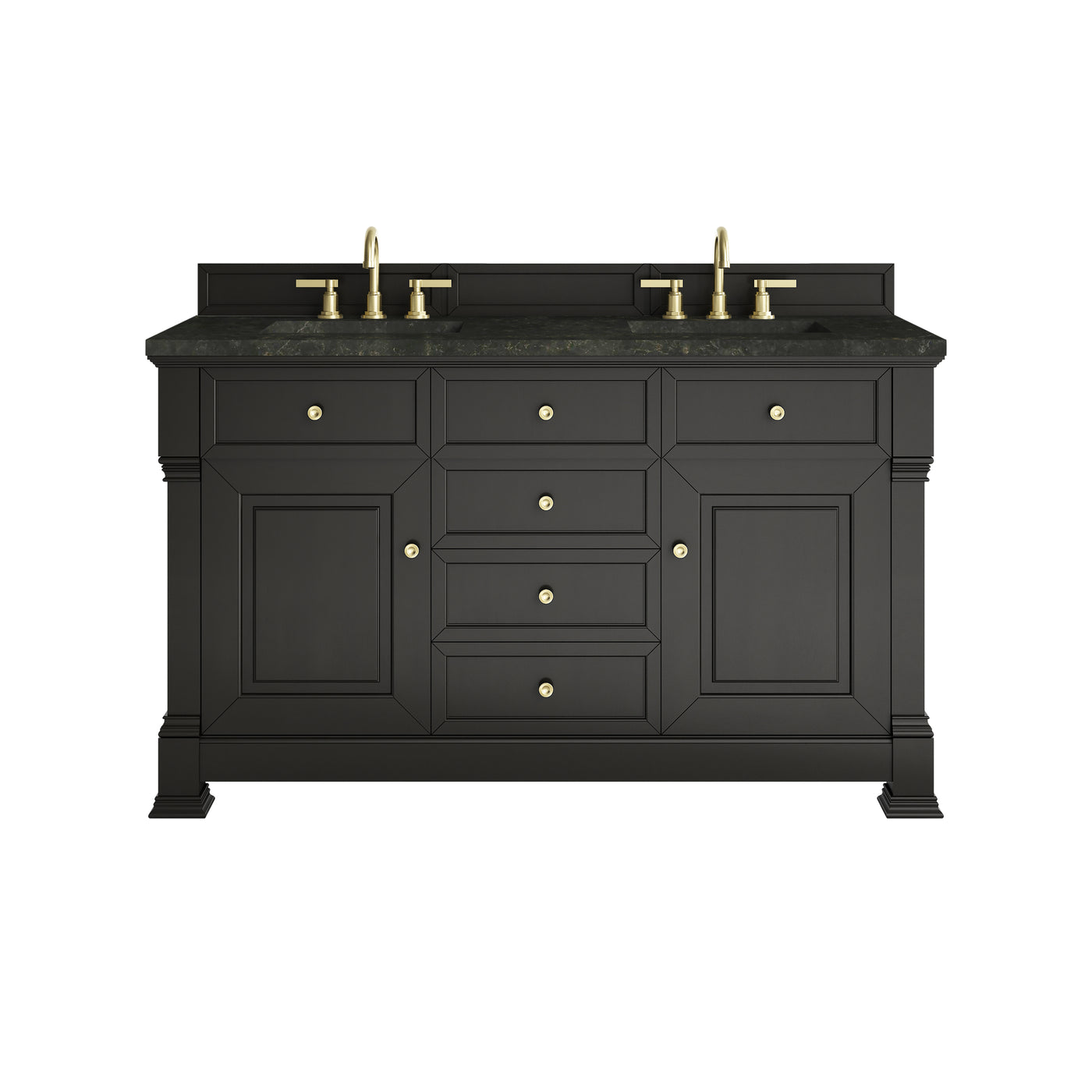 James Martin Brookfield 60" Double Bathroom Vanity, Black Onyx with Phantome countertop