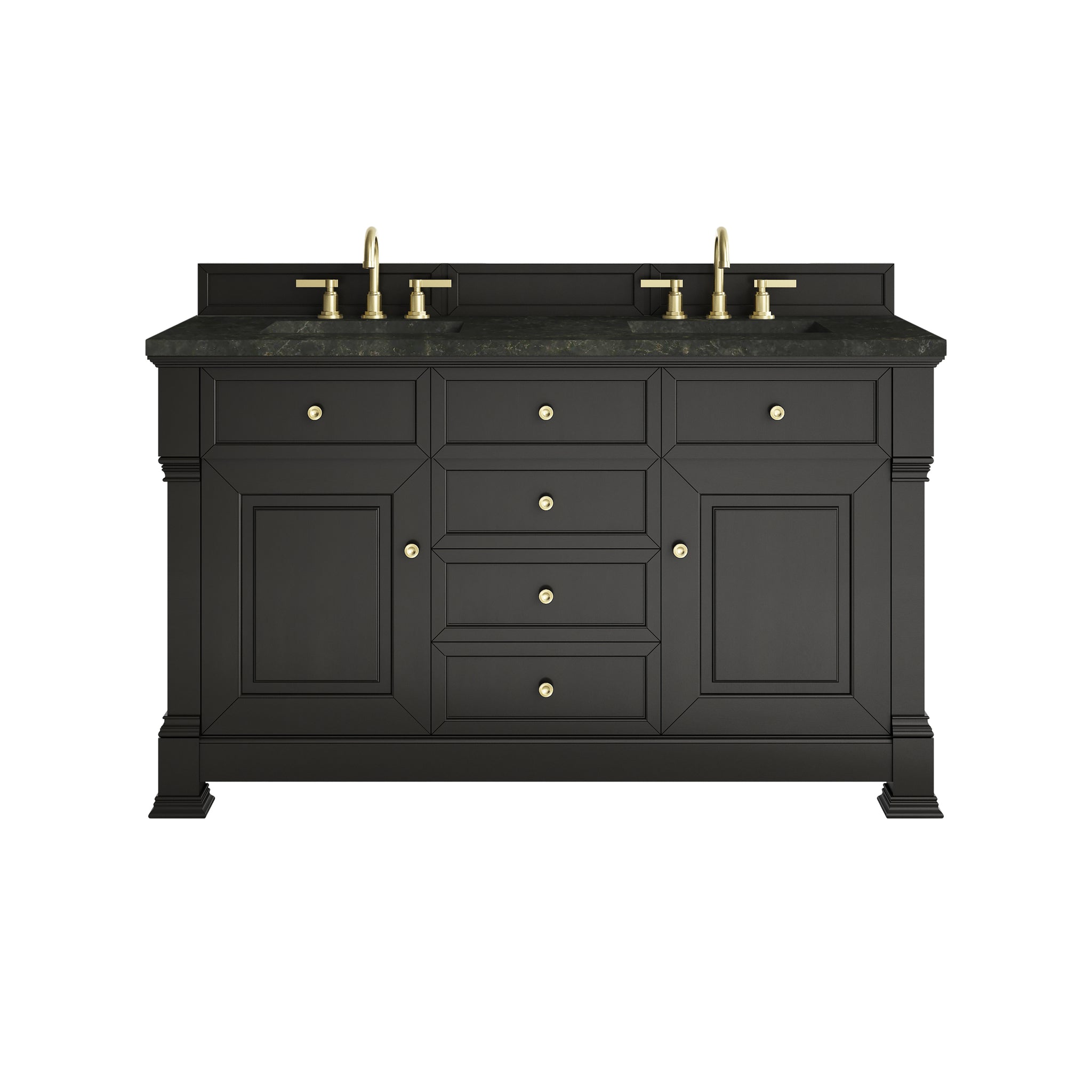 James Martin Brookfield 60" Double Bathroom Vanity, Black Onyx with Phantome countertop