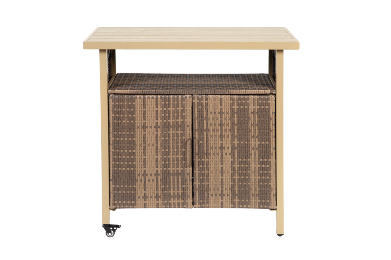 Outdoor Wicker Bar Cart with Wheels by HouseOfZazla