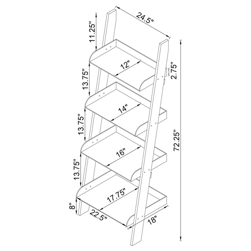 Cimarron - Ladder Bookcase With 4 Shelves - Clear by HouseOfZazla