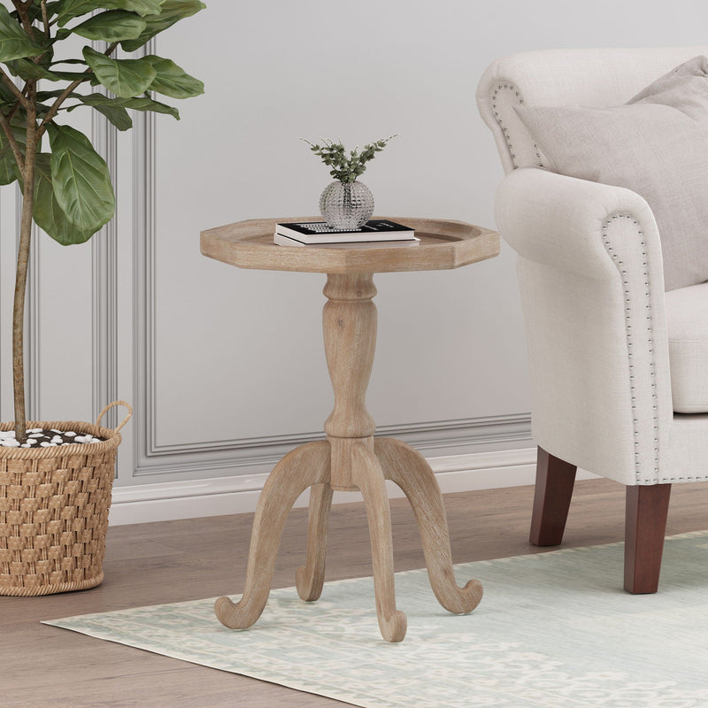 French Country Accent Table With Spider Leg Design - Natural / White by HouseOfZazla