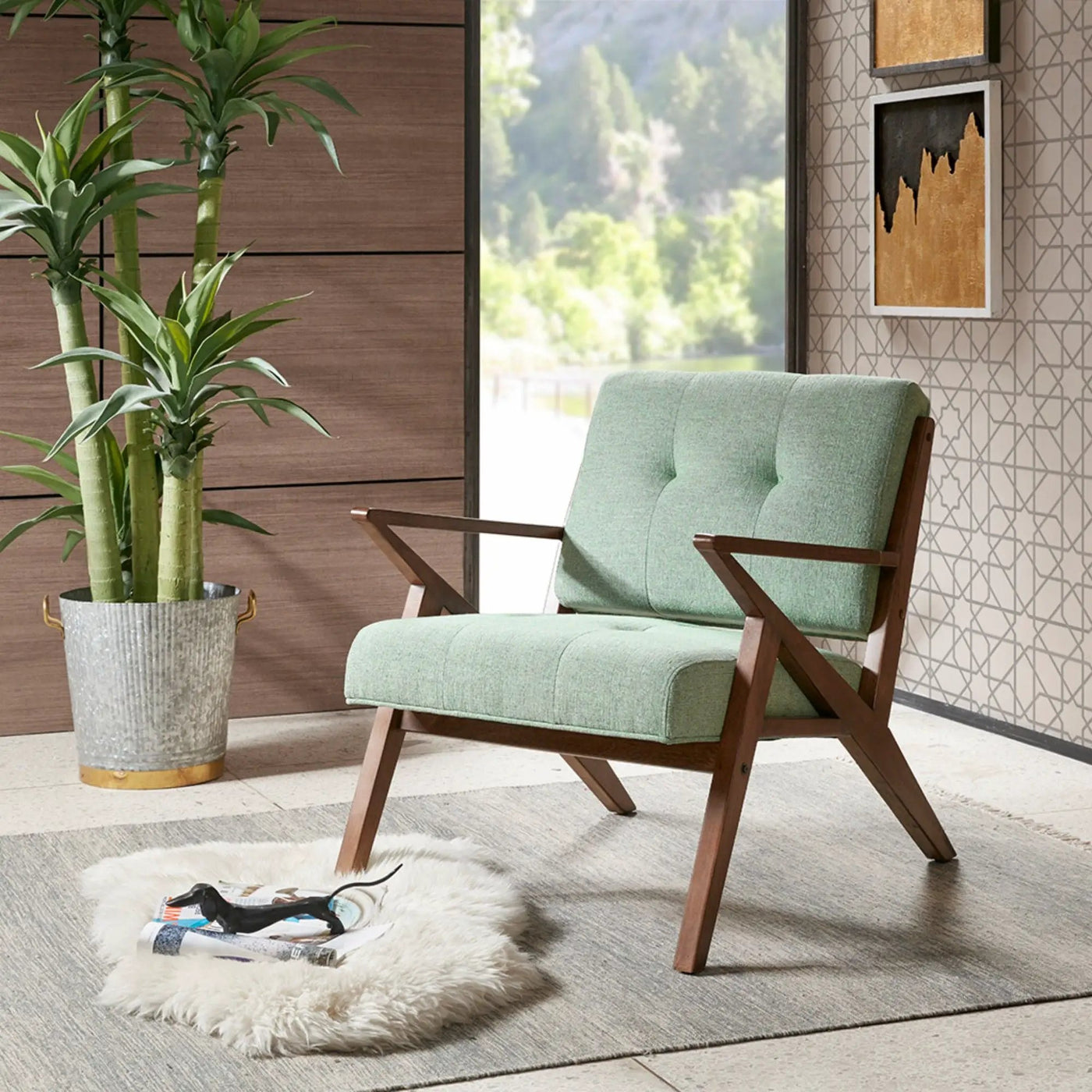 Lounge Chair With Tufted Upholstery And Solid Frame by HouseOfZazla
