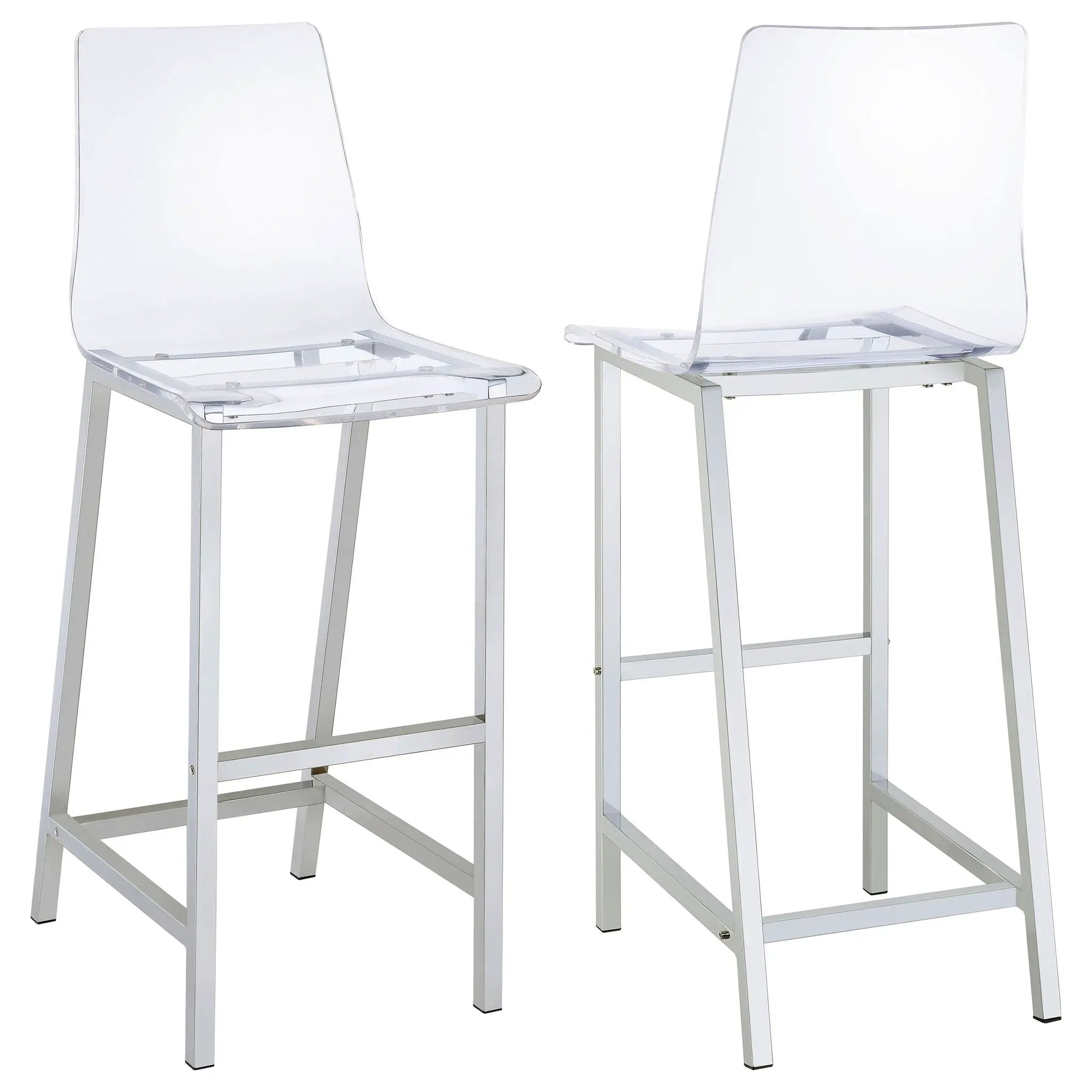 Juelia Clear Acrylic Bar Chair Chrome (Set of 2) by Unique Piece Furniture