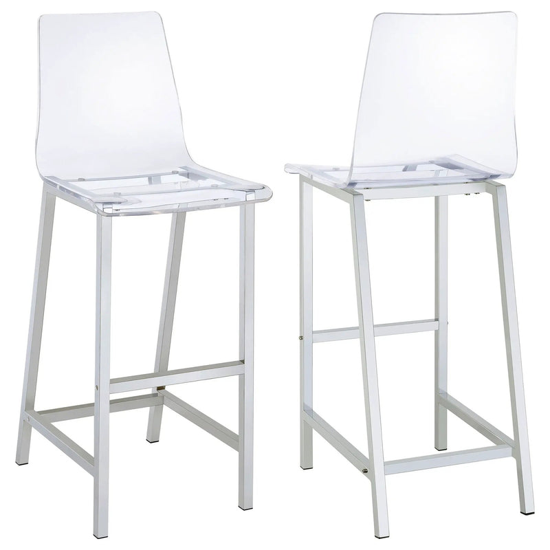 Juelia Clear Acrylic Bar Chair Chrome (Set of 2) by Unique Piece Furniture