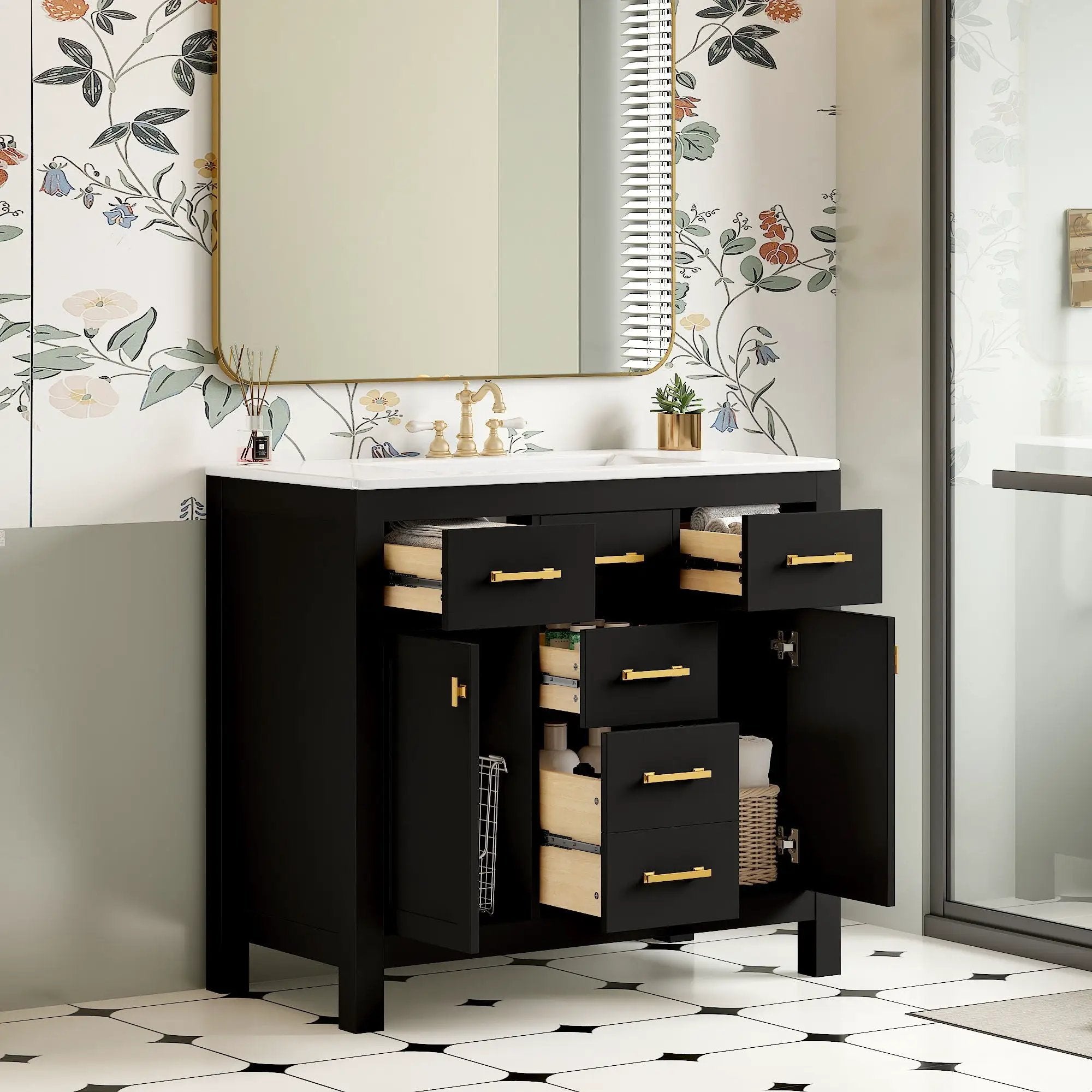 Bathroom Vanity With Sink Combo Set, Modern Bathroom Cabinet With 4 Drawers by Unique Piece Furniture