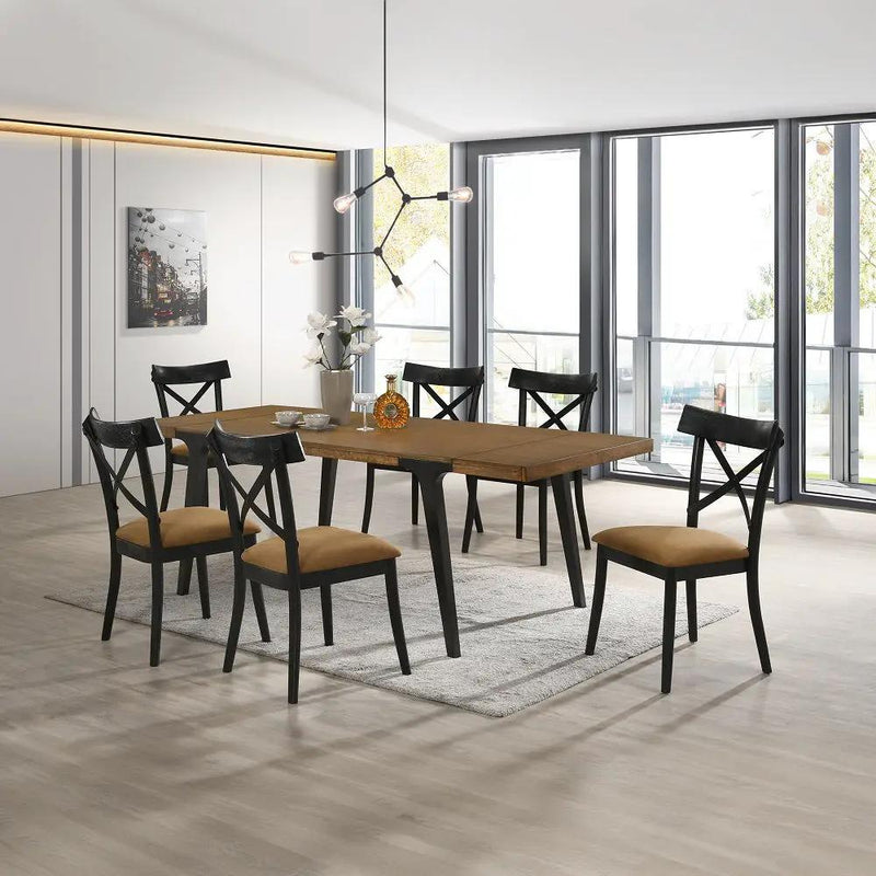 Hillary - Side Chair (Set of 2) - Brown Leather Aire, Walnut & Black by Unique Piece Furniture