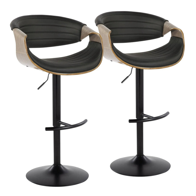 Symphony - Mid Century Modern Adjustable Barstool With Swivel With Rounded T Footrest (Set of 2) by Unique Piece Furniture