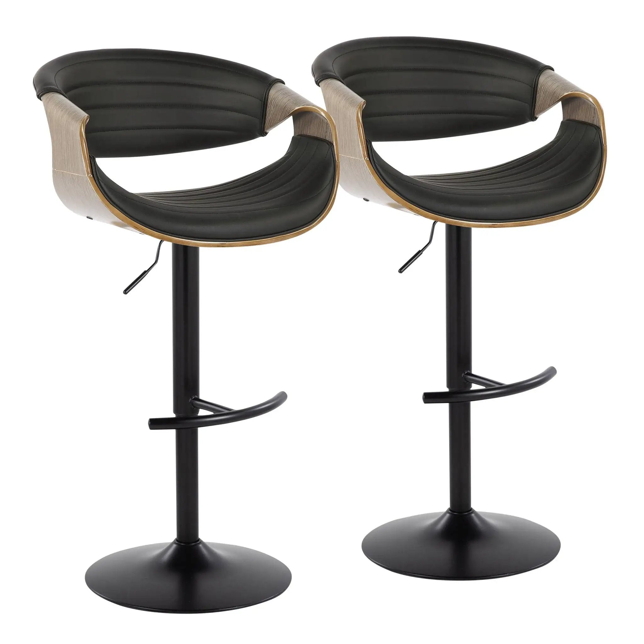 Symphony - Mid Century Modern Adjustable Barstool With Swivel With Rounded T Footrest (Set of 2) by HouseOfZazla