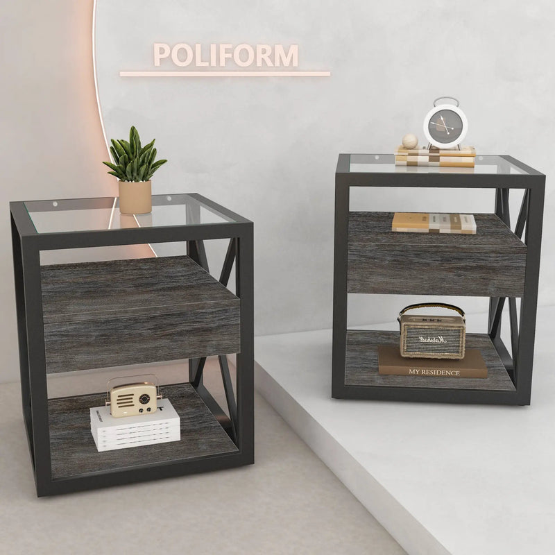 Set of 2 Modern End Tables with Drawer - Nightstands by HouseOfZazla
