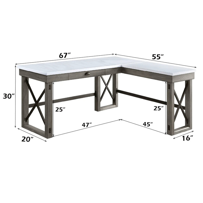 Talmar - Marble Top Weathered Writing Desk With Lift Top by Unique Piece Furniture