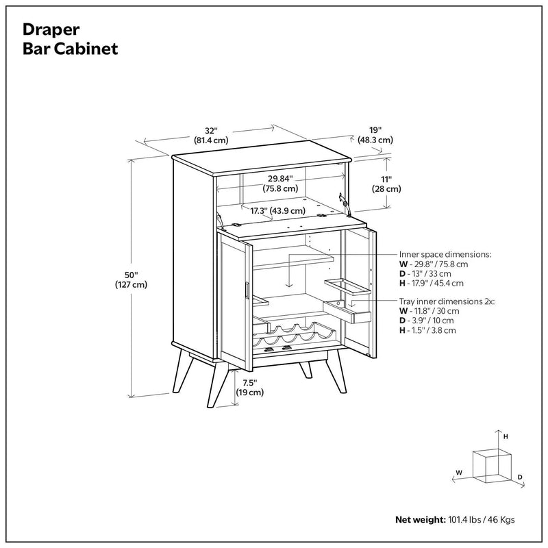 Draper - Mid Century Bar Cabinet by Unique Piece Furniture