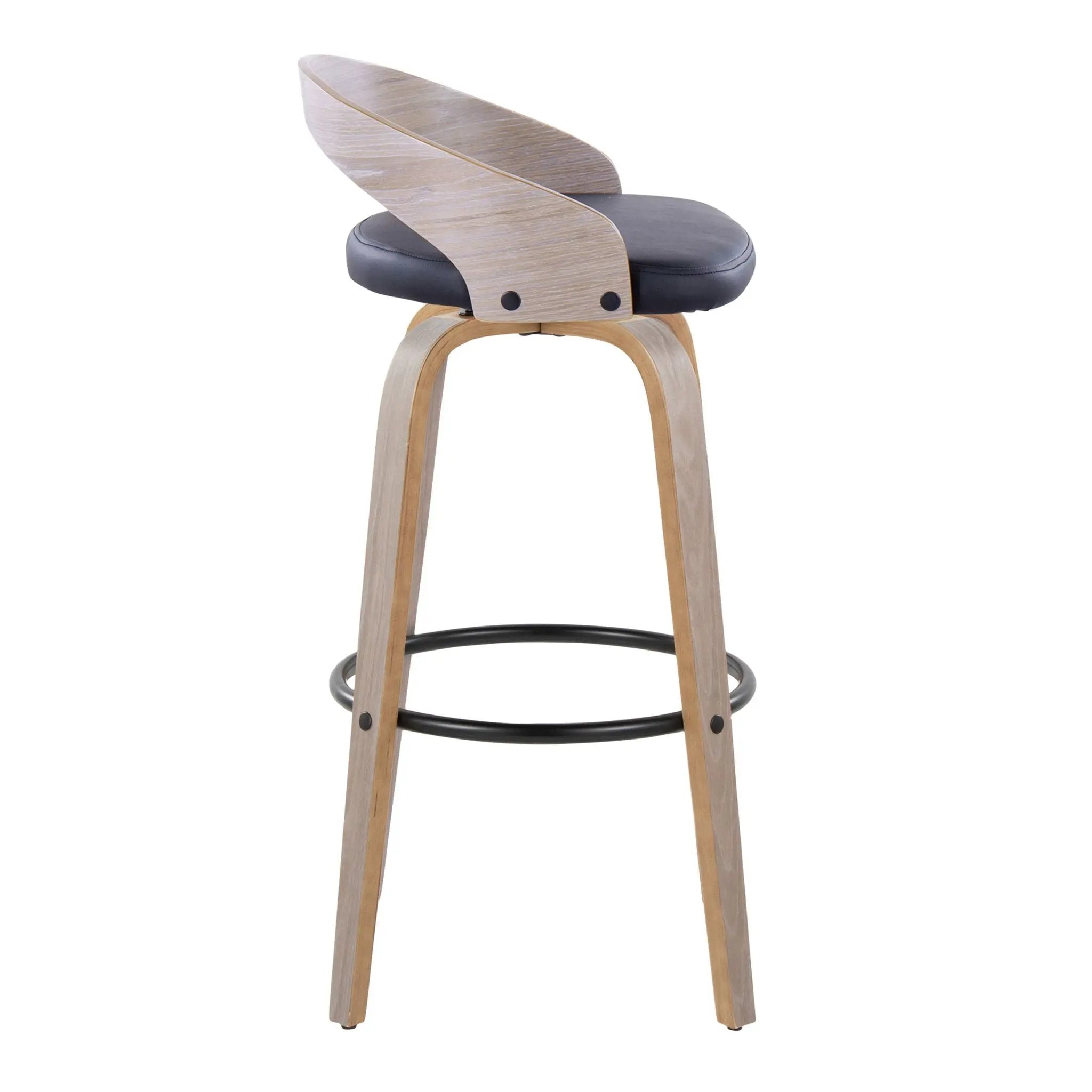 Grotto - Contemporary Fixed Height Barstool With Swivel With Round Footrest (Set of 2) by Unique Piece Furniture