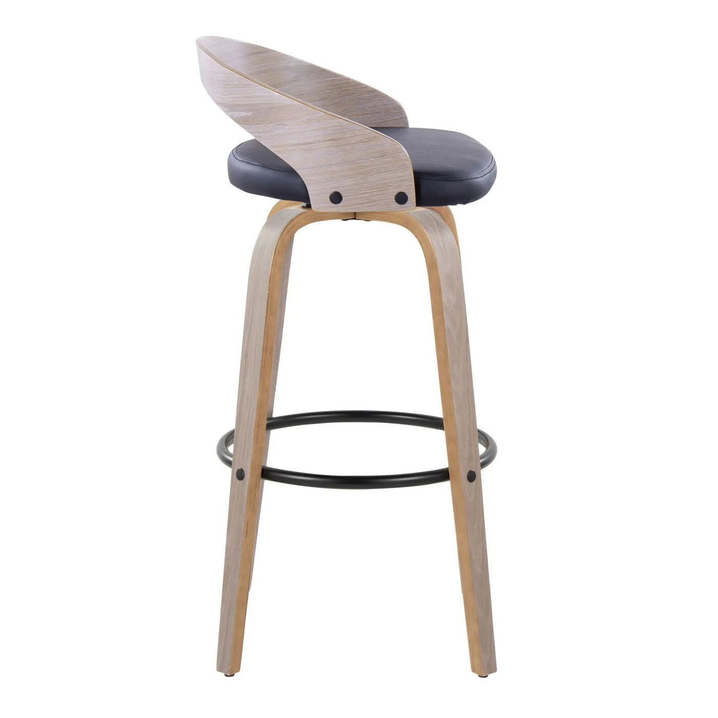 Grotto - Contemporary Fixed Height Barstool With Swivel With Round Footrest (Set of 2) by HouseOfZazla