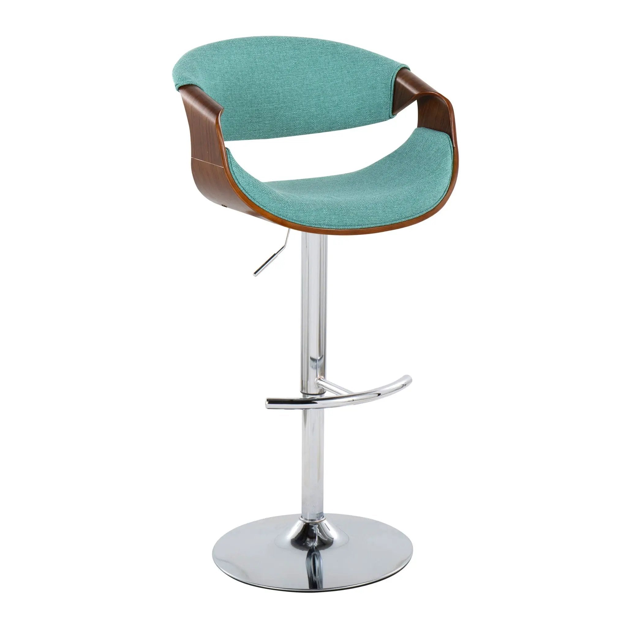 Curvo - Mid Century Modern Adjustable Barstool With Swivel With Rounded T Footrest (Set of 2) by Unique Piece Furniture