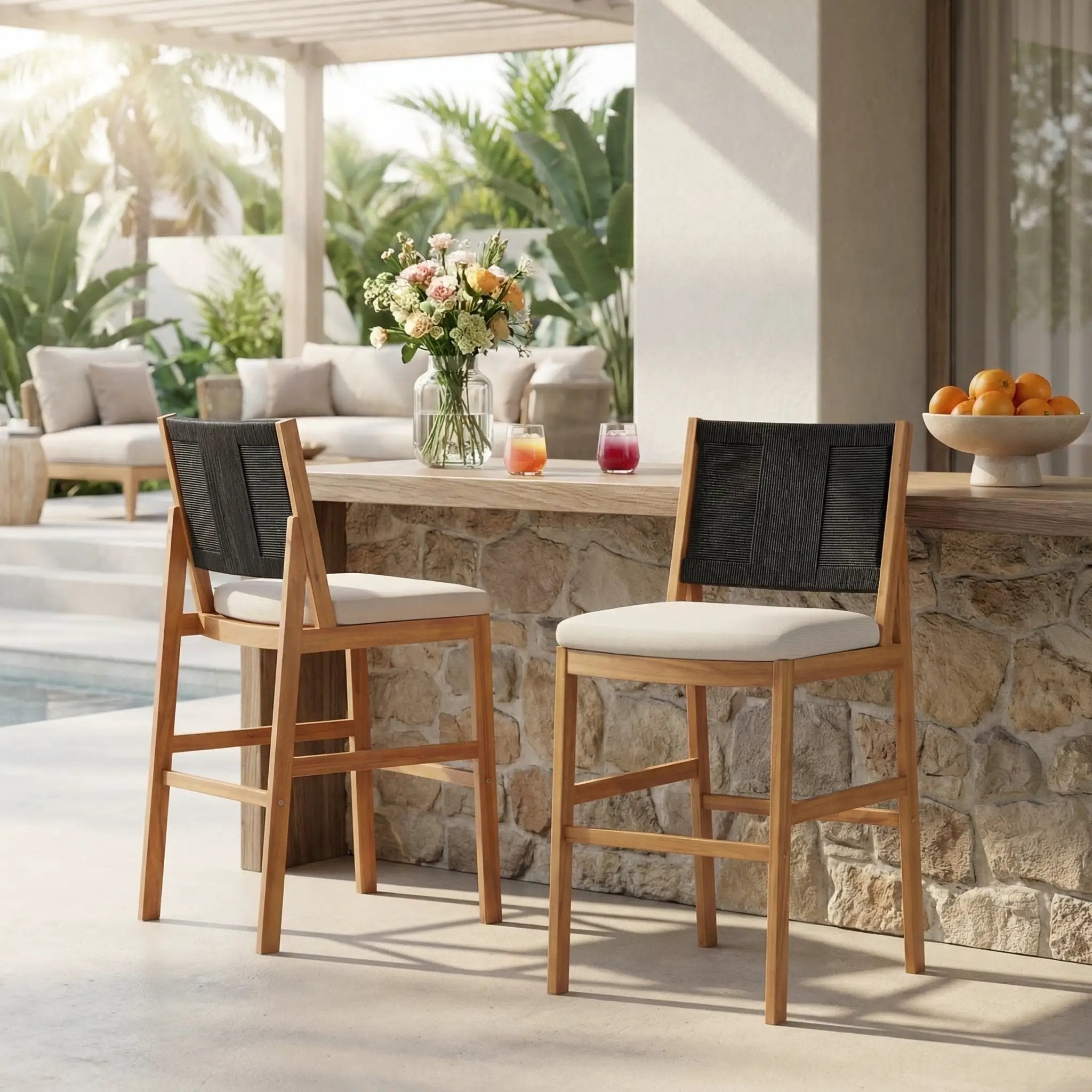 Outdoor Acacia Wood Bar Stools (Set of 2) by HouseOfZazla