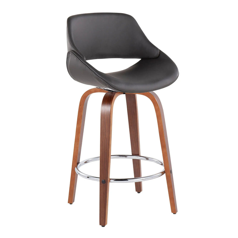 Fabrico - Mid Century Modern, Fixed Height Counter Stool With Round Footrest (Set of 2) by HouseOfZazla