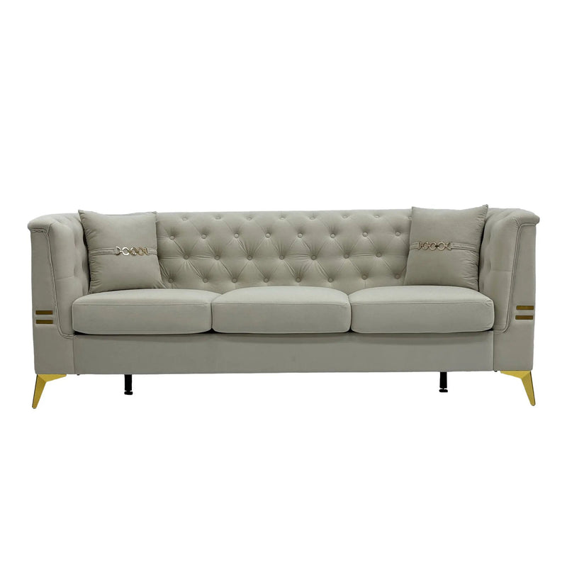 FX-P83-2PC Modern Velvet Upholstered Sofa Set of 2 by HouseOfZazla