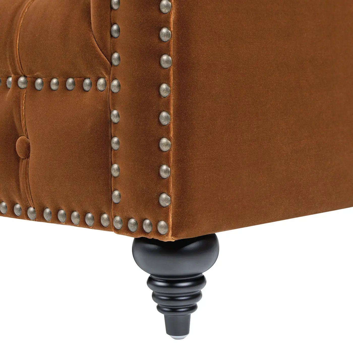 Alto 88' Tufted Chesterfield Sofa, Burnt Orange Performance Velvet by HouseOfZazla
