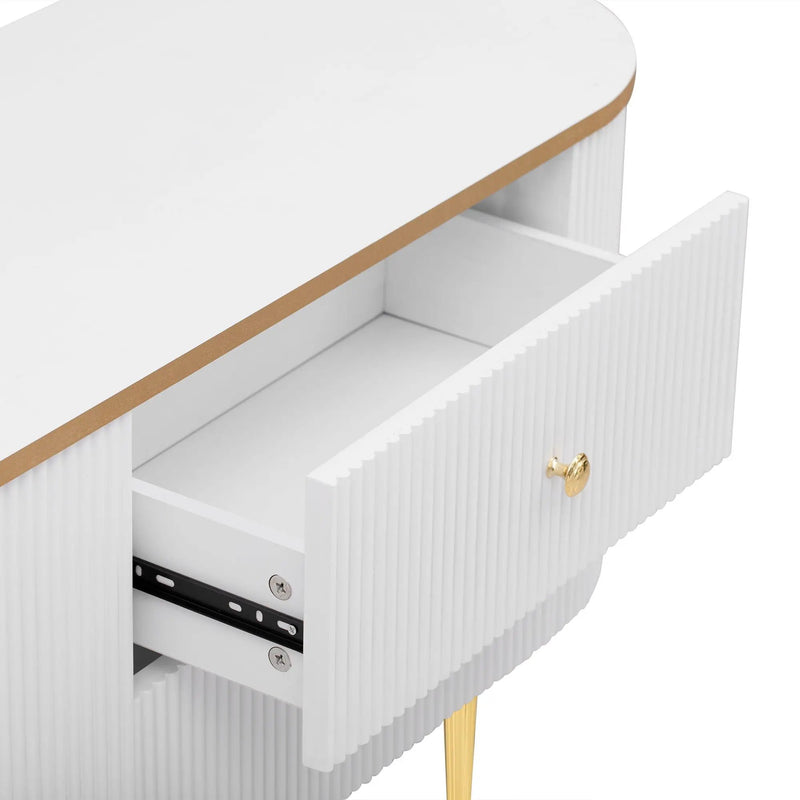 Modern TV Stand For TVs Up To 80", Entertainment Center With 4 Drawers And 1 Cabinet, Wood TV Console Table With And Handles For Living Room - White by HouseOfZazla