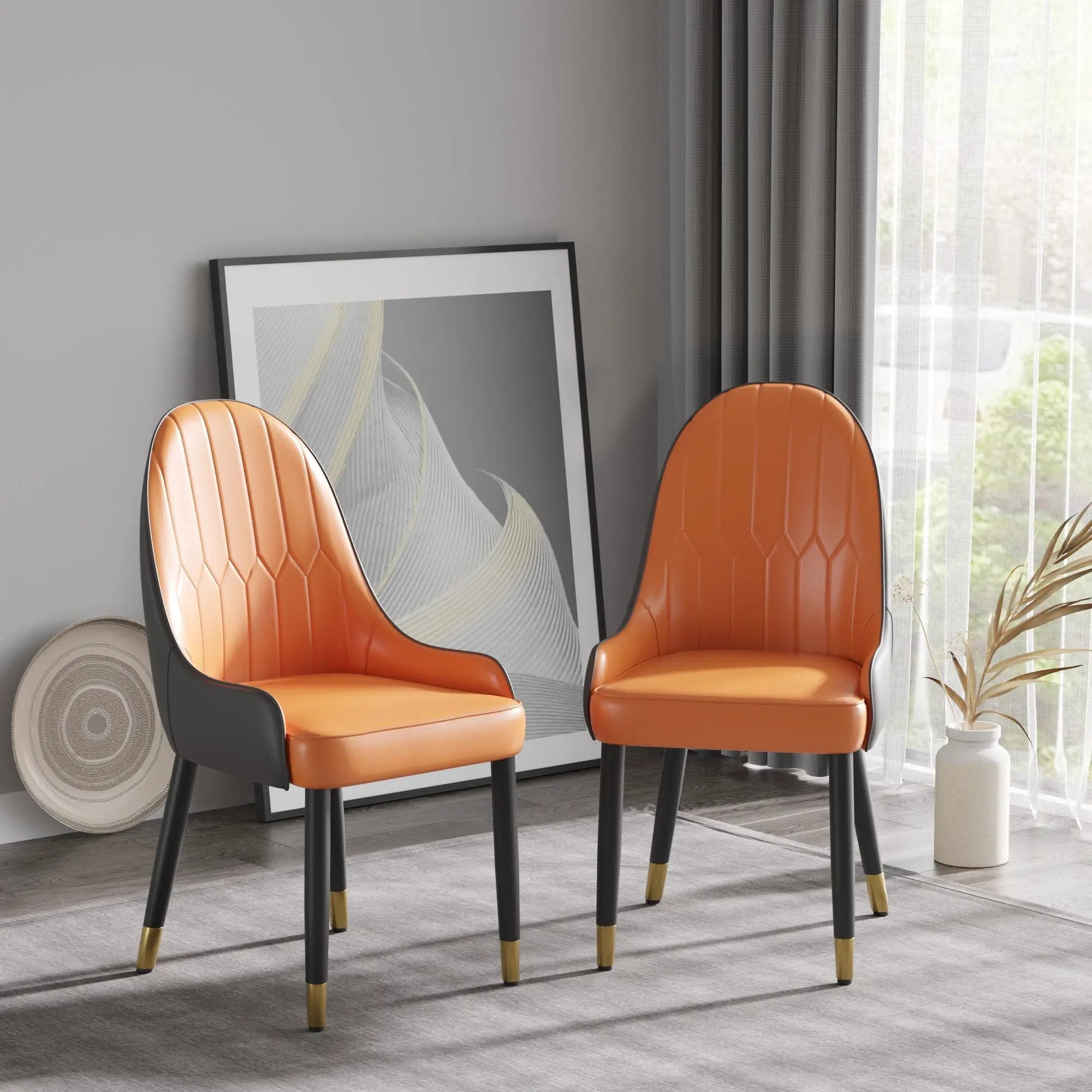 Modern Sponge-Filled Dining Chair, Solid Wood Metal Legs, Suitable For Restaurants, Living Rooms And Rooms (Set of 2) by Unique Piece Furniture