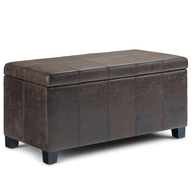 Dover - Storage Ottoman Bench - Distressed Brown by HouseOfZazla