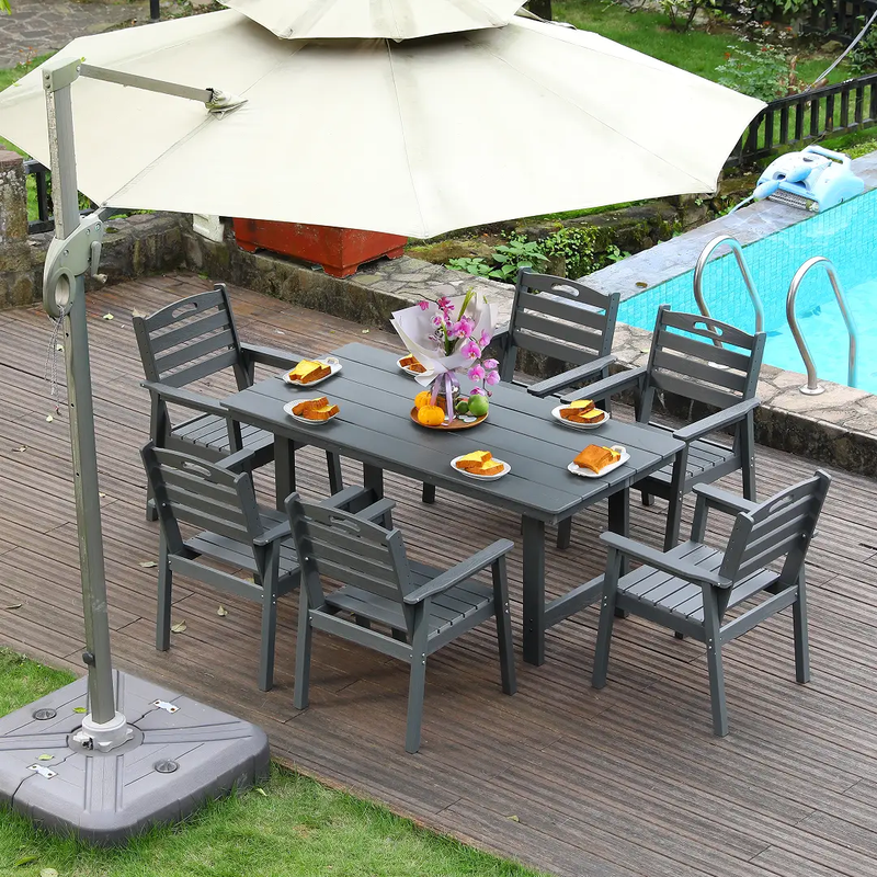 HDPE Outdoor Patio Dining Set - Table and Six Chairs by HouseOfZazla