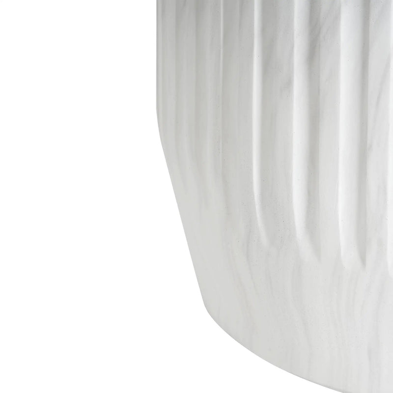 Outdoor Cicci Carved Side Table, White by HouseOfZazla