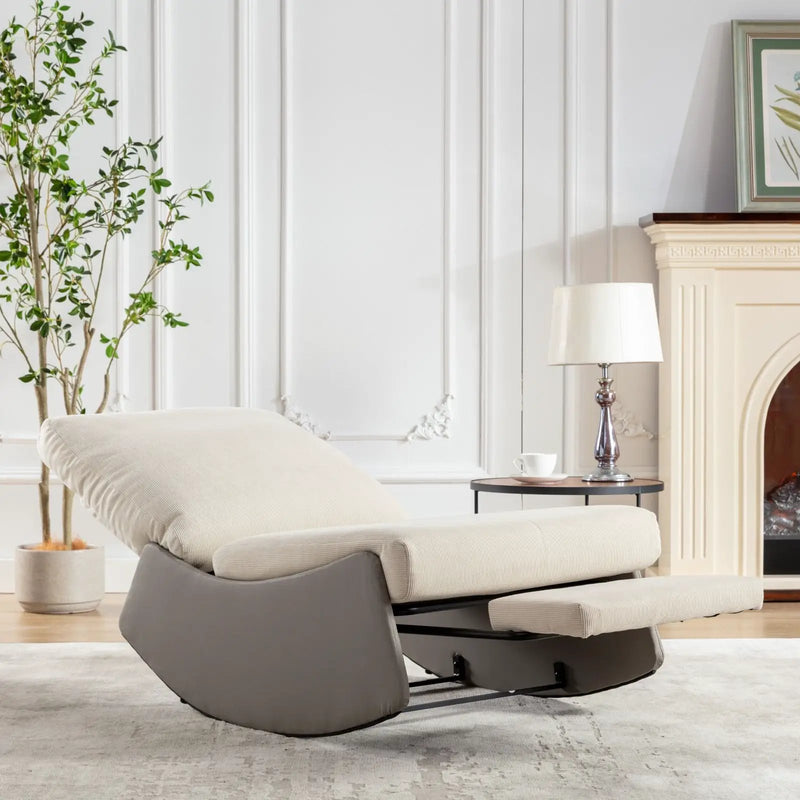 Modern Rocking Chair Recliner, Comfy Rocker Nursery Chair With Footrest, Accent Reading Chair, Upholstered Lounge Chair For Relaxing, Resting, Soft Padded Rocker For Indoor Living Room Bedroom by HouseOfZazla