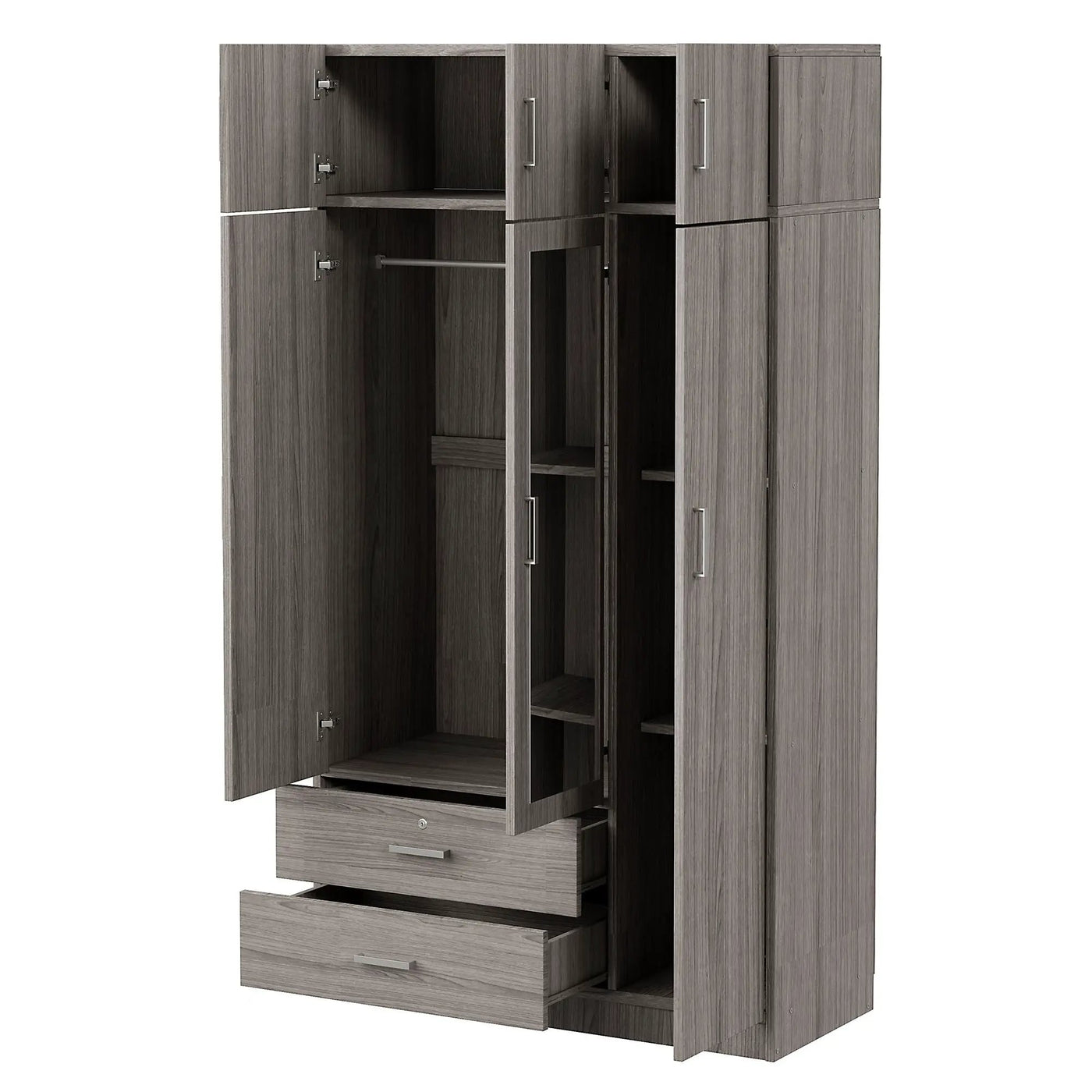 Modern 3 Door Mirror Wardrobe With 2 Drawers And Top Cabinet by Unique Piece Furniture