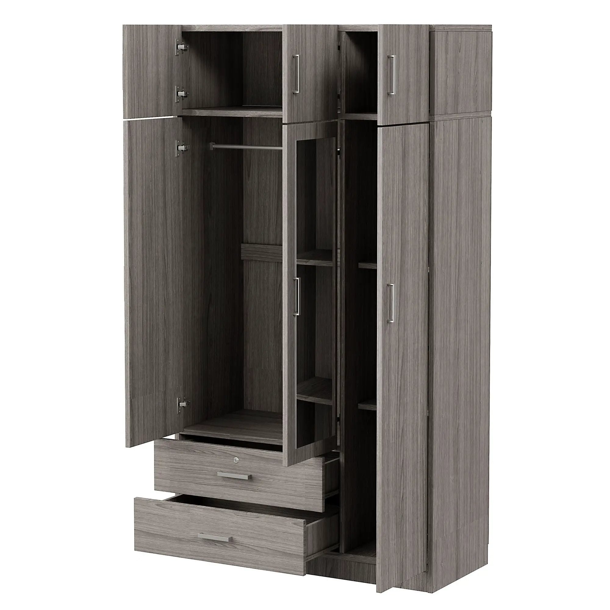 Modern 3 Door Mirror Wardrobe With 2 Drawers And Top Cabinet by Unique Piece Furniture
